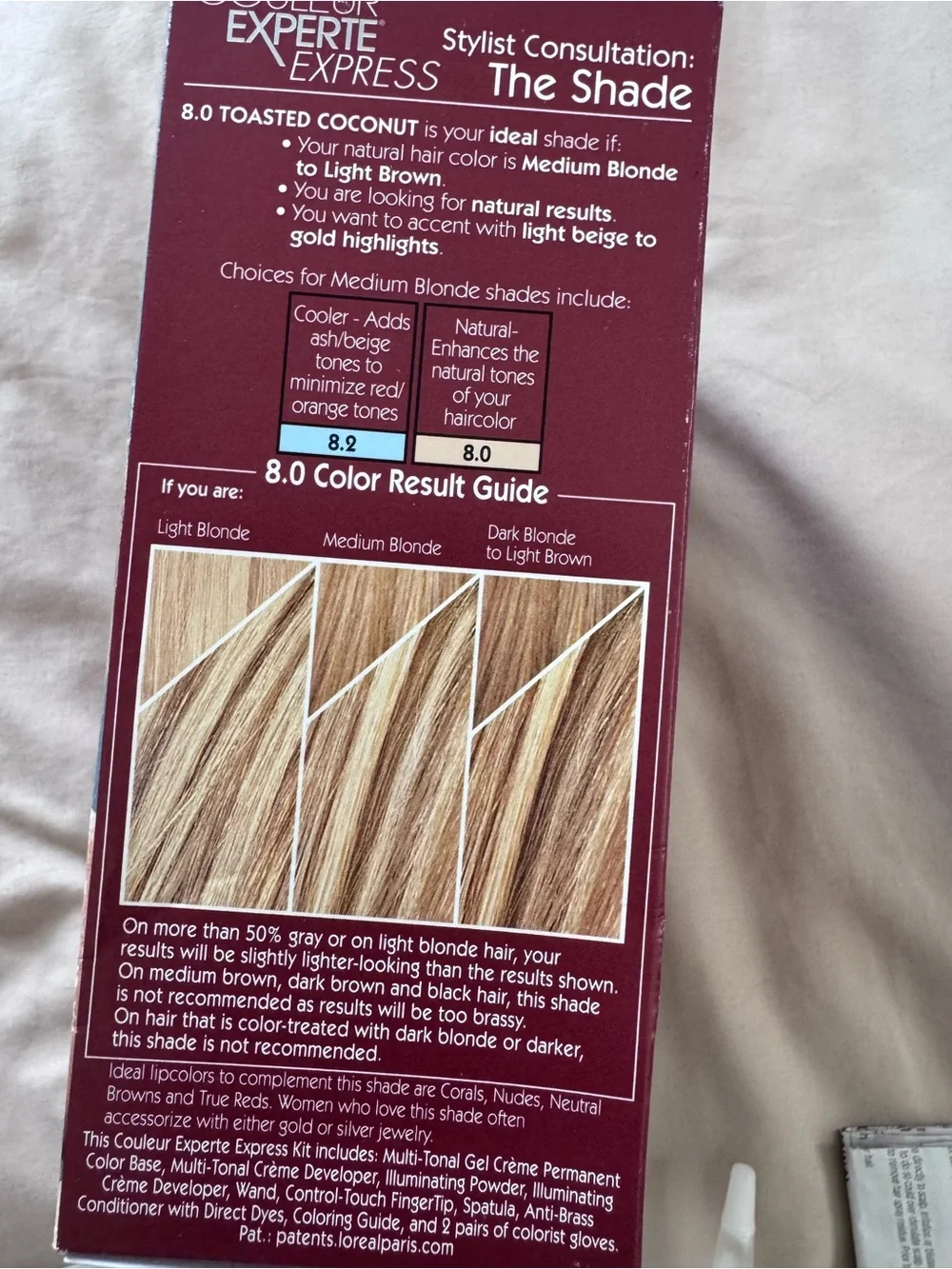 LOREAL EXPRESS Hair Color & highlights 8.0 Toasted Coconut Medium Blonde